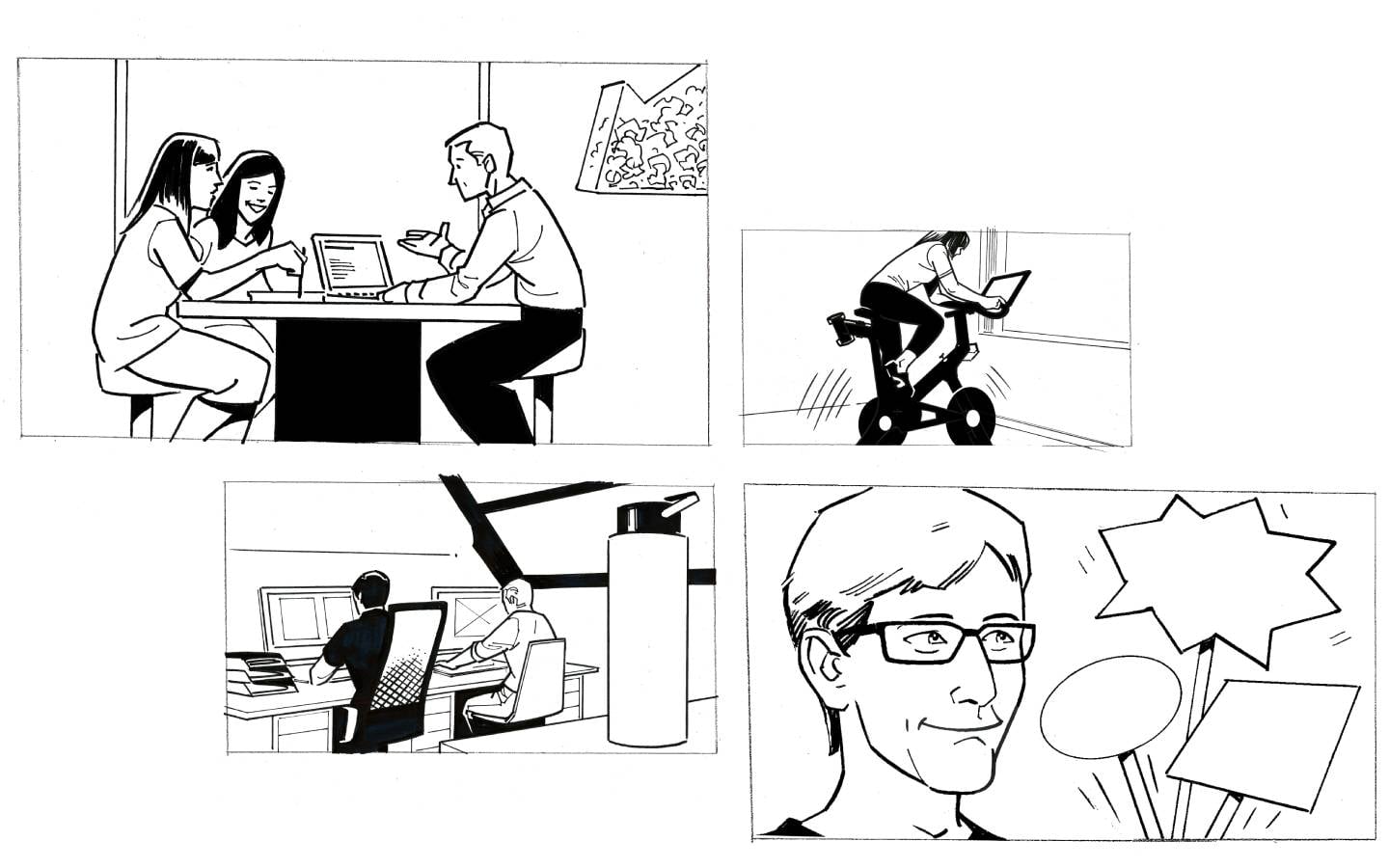 Illustrated storyboard presentation